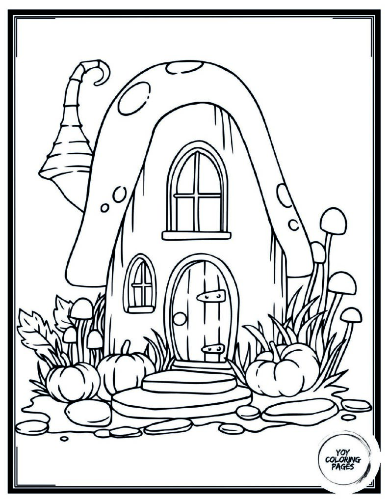 Cute Fairy House With Underground burrow Coloring Sheet 1 pdf