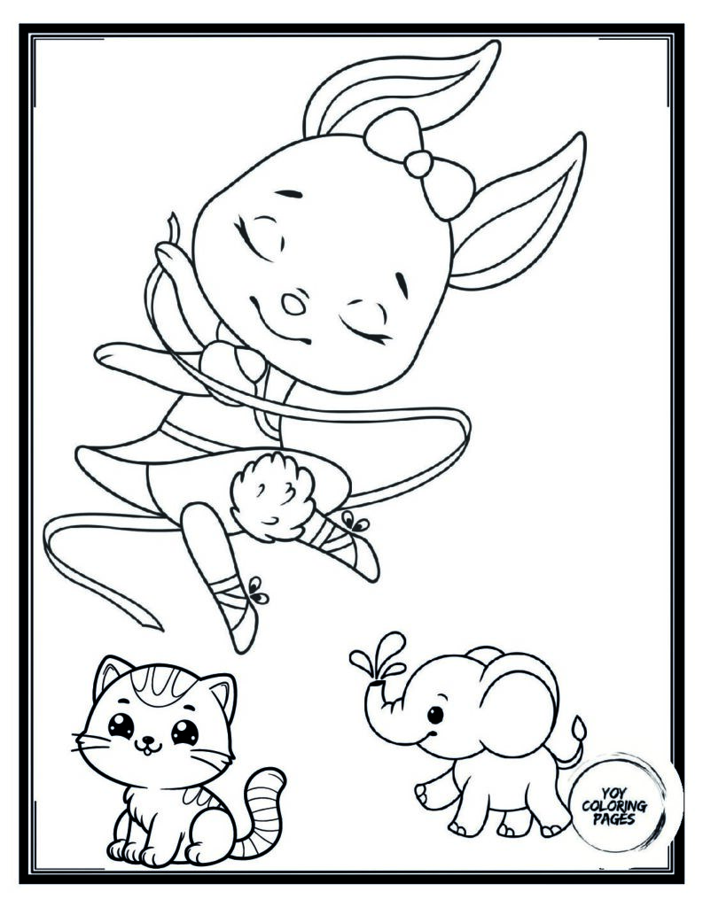 Cute ballerina coloring pages with animals pdf
