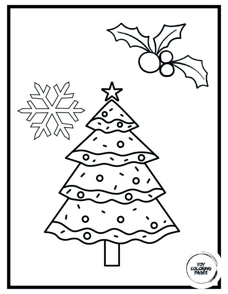 Detailed Floral Christmas Tree Coloring Page for Adults 2 pdf
