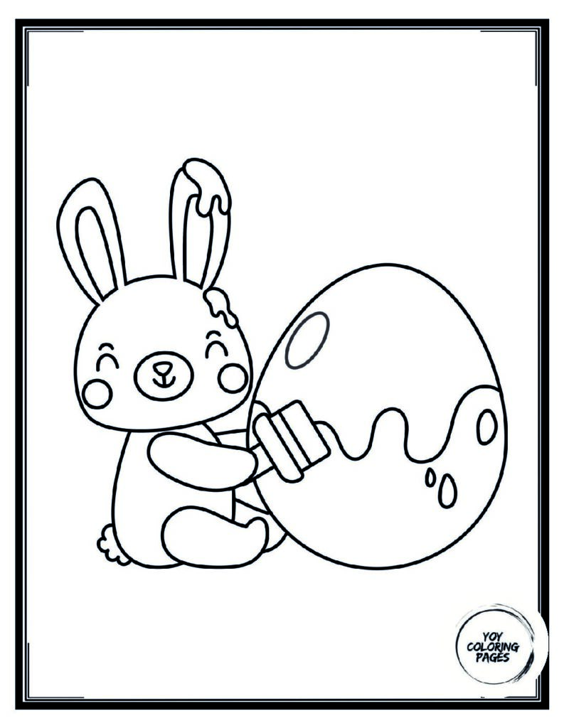 Easter Bunny Painting Eggs Coloring Sheet for Kids pdf