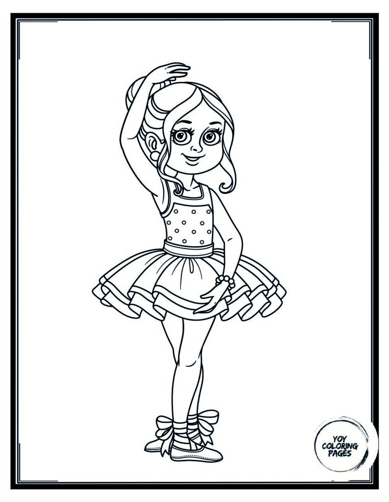 Easy to Color Ballerina in Pretty Tutu Coloring Page pdf