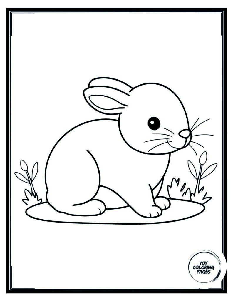 Easy to Color Easter Bunny Coloring Page for Kids pdf