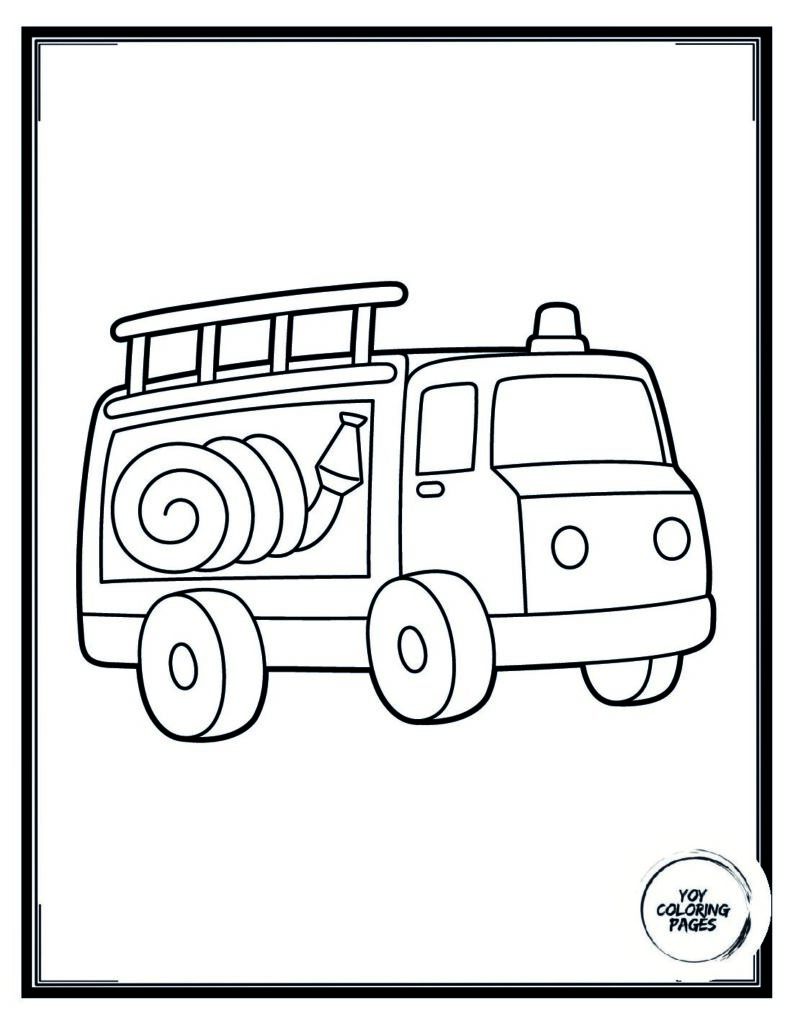 Fire Truck on the Go Coloring Sheet for Kids pdf