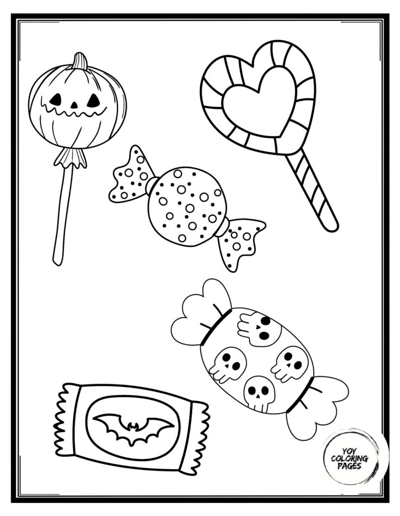 Kawaii Candy Themed Grandma Coloring Page pdf