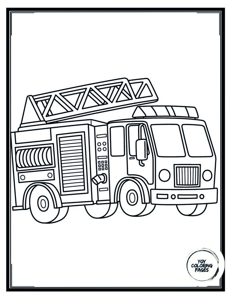 Ladder Up on Hook and Ladder Truck Coloring Page pdf