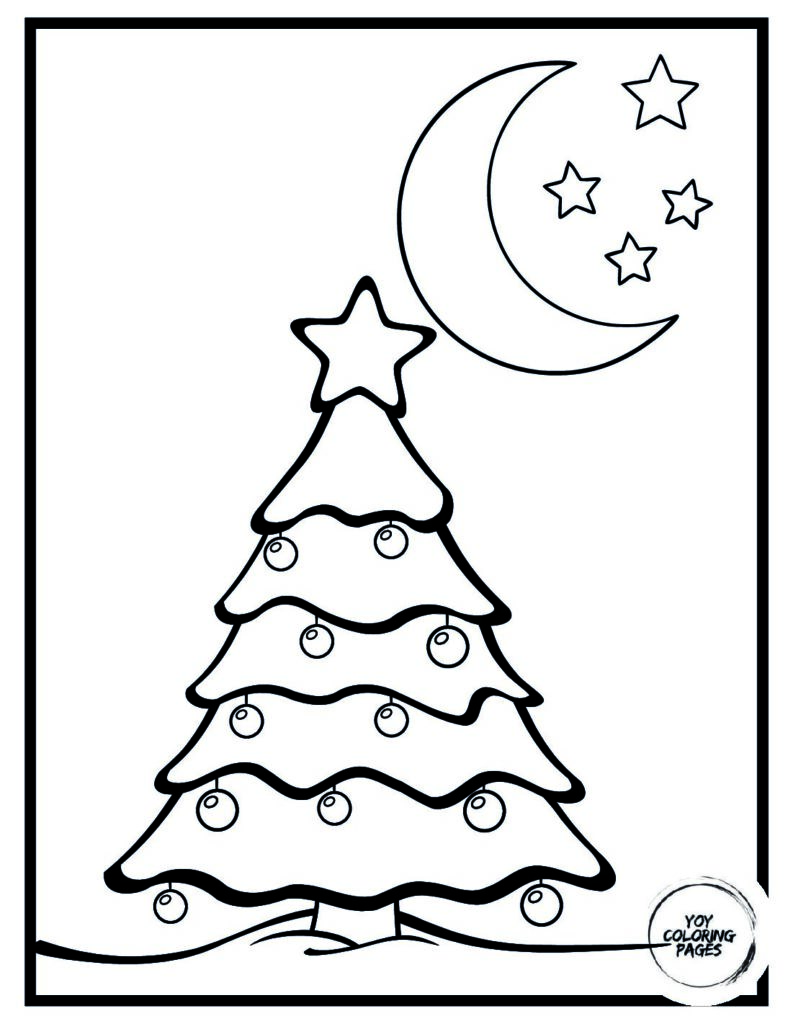 Pretty Christmas Tree with Star Coloring Page 1 1 pdf