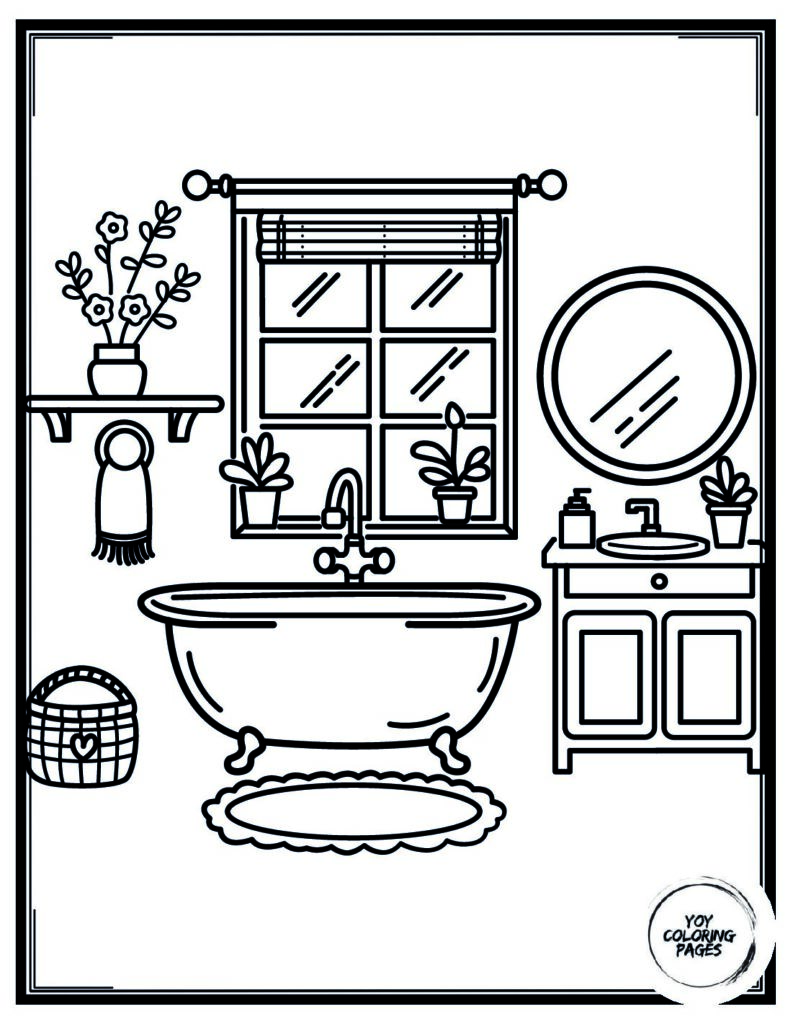 Relaxing Spa Bathroom Coloring Page 1 pdf