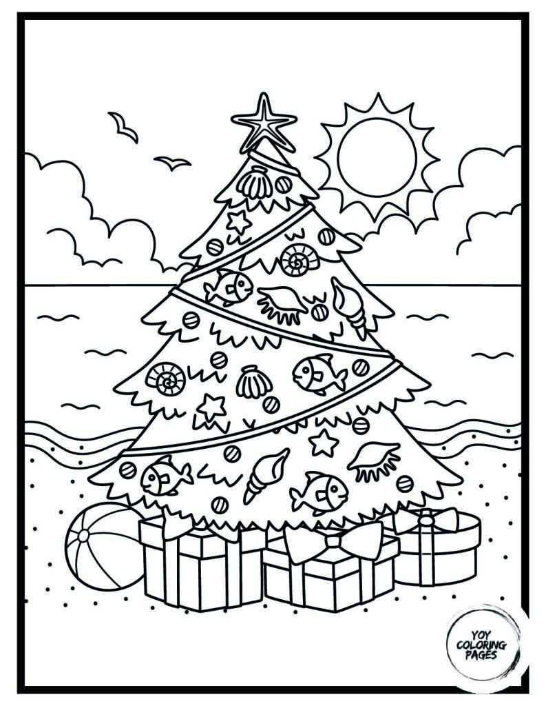 Sparkly Christmas Tree Coloring Page pdf