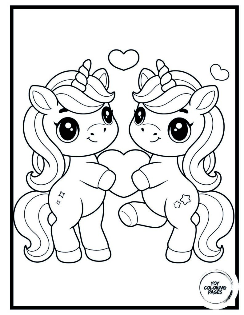 Unicorn Valentines Coloring Page pdf