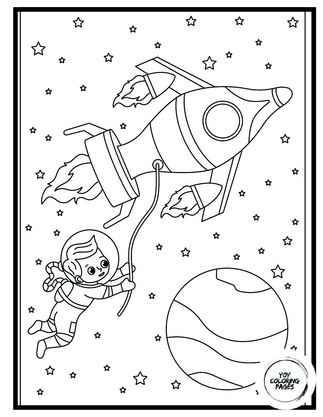 Valentines Day Astronaut Coloring Sheet for Kids 2 pdf