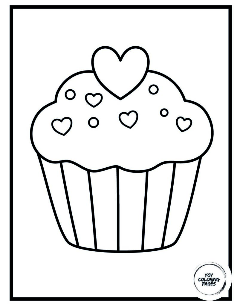 Valentines day Cupcake Coloring Page pdf