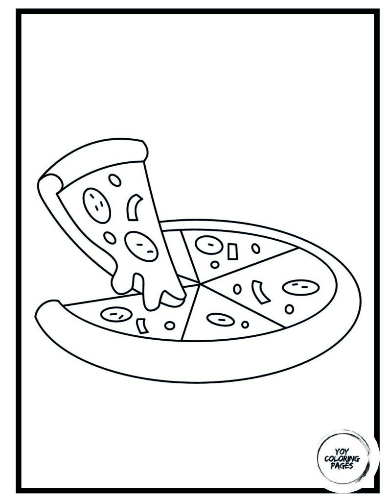 Valentines day Pizza Coloring Page pdf