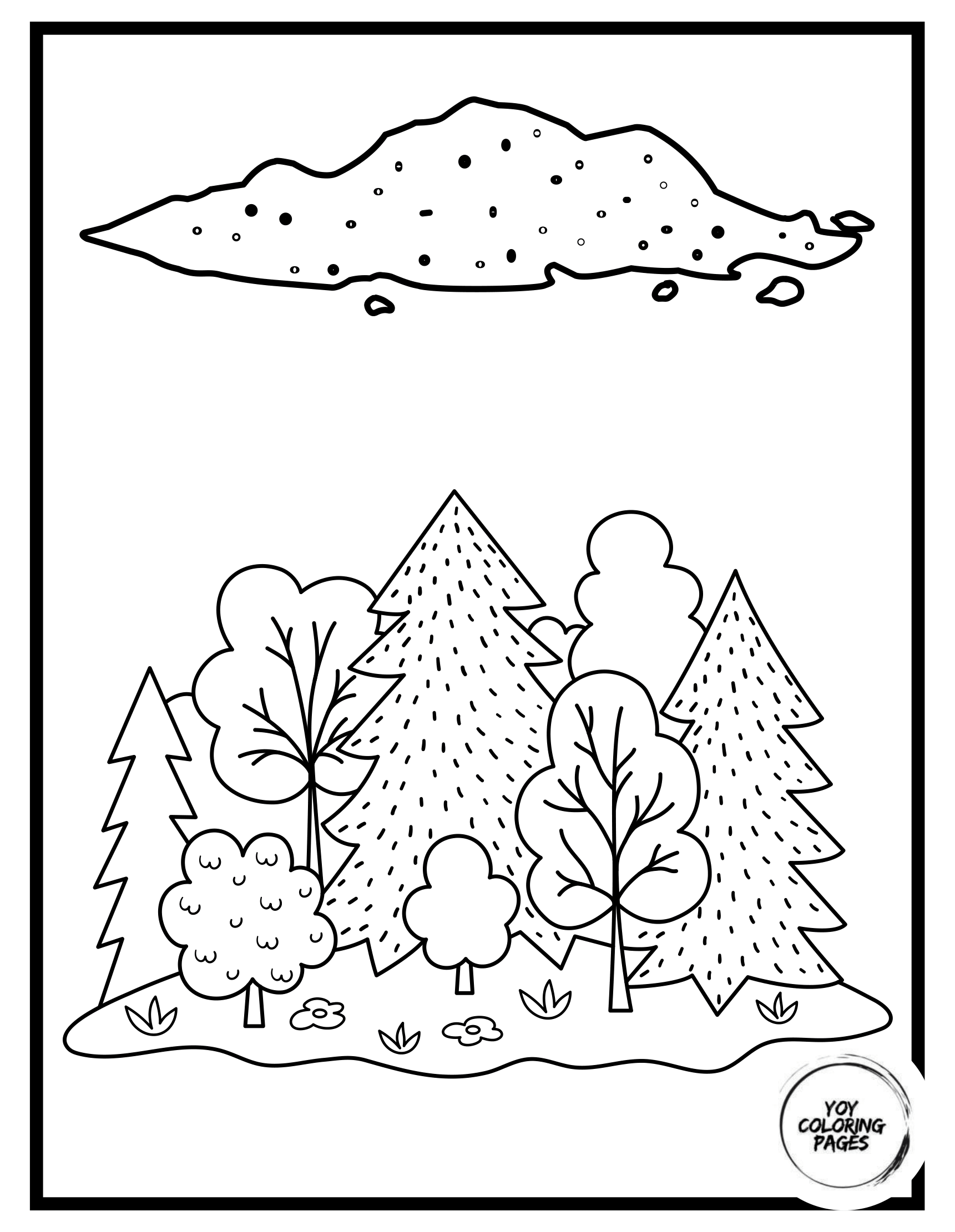Snowy Christmas Tree Forest Coloring Page 1 1